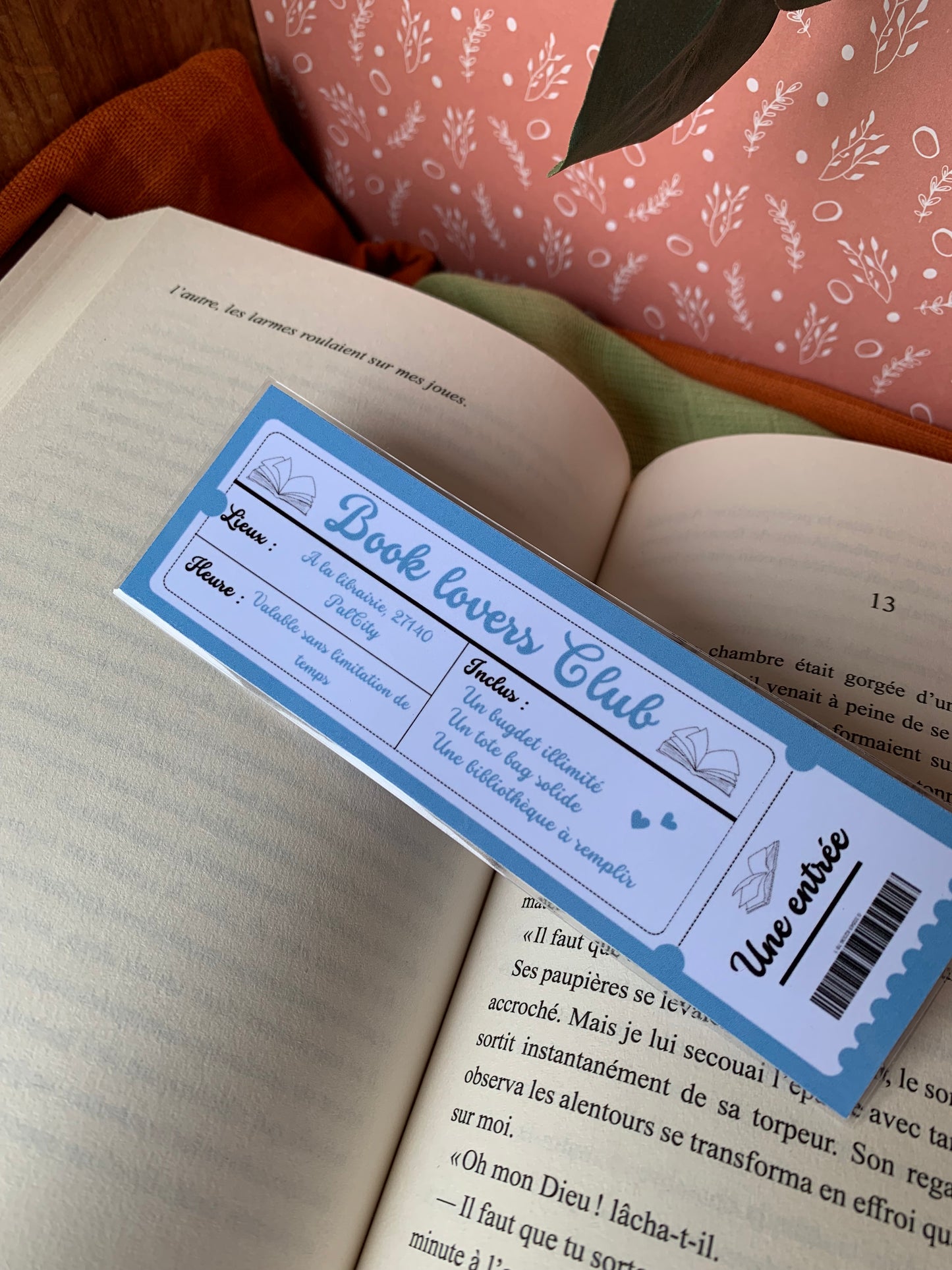 Marque-page ticket « Book Lover Club »